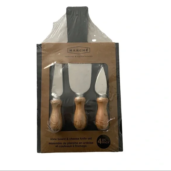 Serving & Entertaining 4 Piece Slate Board & Cheese Knife Set - Picture 7 of 7